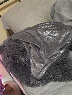 Target Gray Shag Accent Pillow with Shimmery Cover